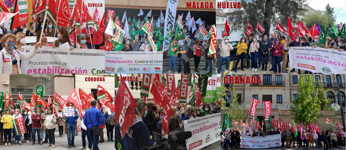 Concentraciones en las provincias andaluzas contra el cese indiscriminado de empleadas y empleados pblicos de la Junta de Andaluca