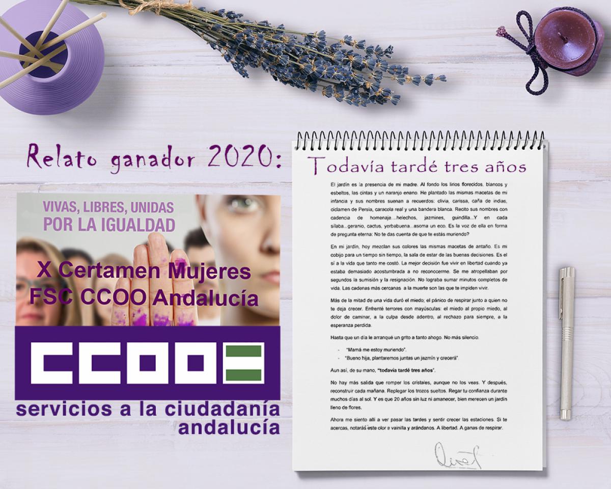 "Todava tard tres aos", relato ganador del X Certamen de Mujer 2020 FSC-Andaluca