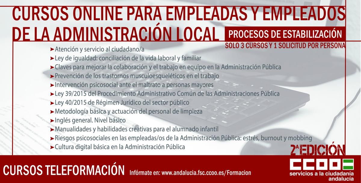 2ª edición de los cursos para empleadas y empleados públicos de la Administración Local, relacionados con los procesos de estabilización en Andalucía