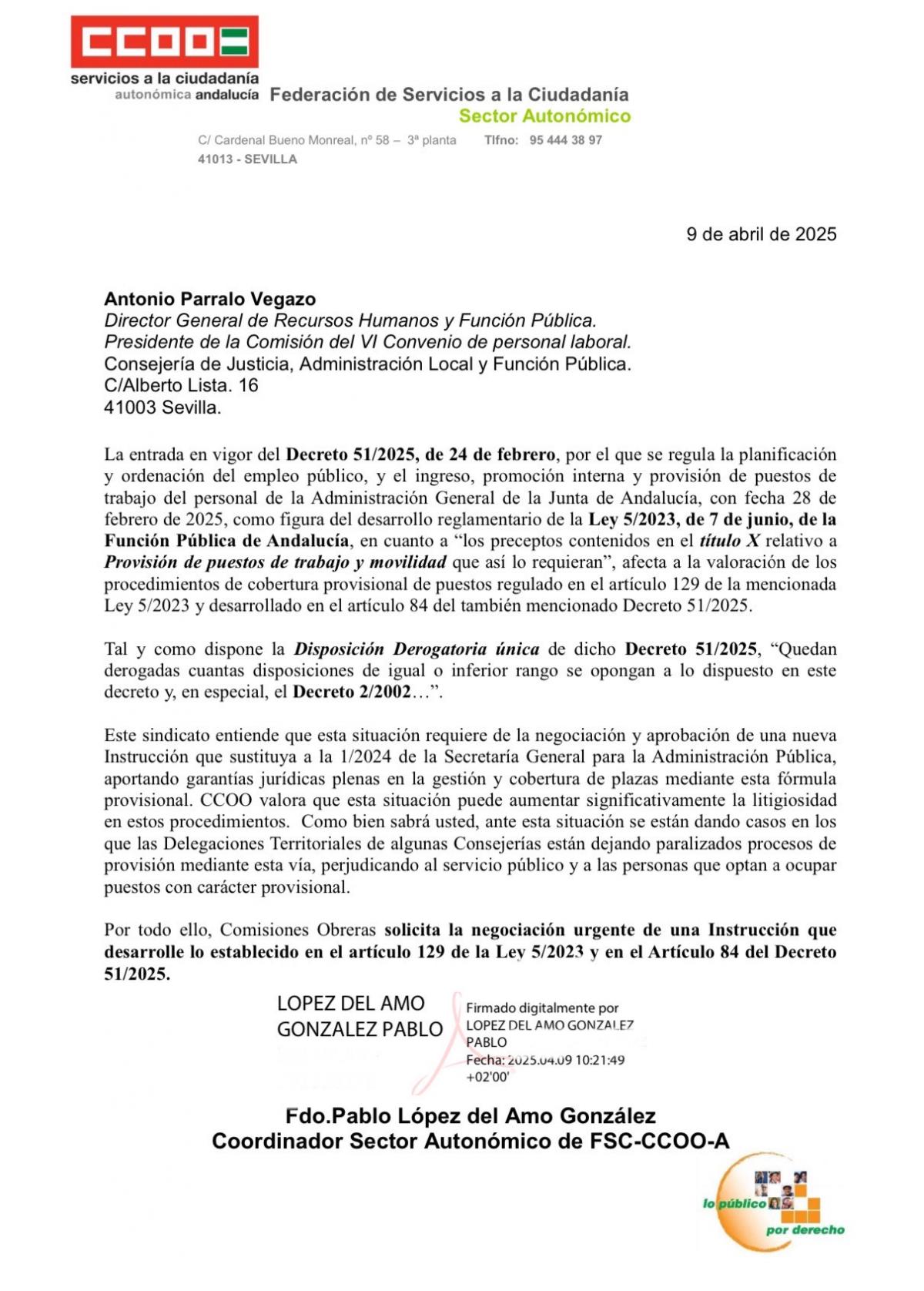 Escrito DGFP baremacin art.129