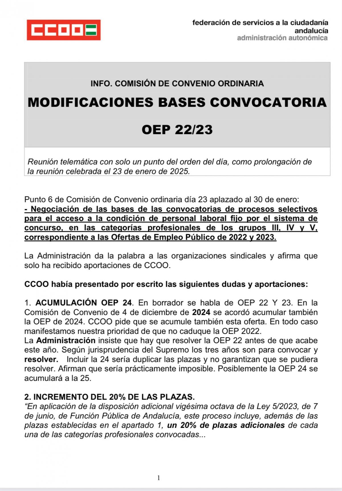 Info Modificaciones Bases Convocatoria OEP 22/23