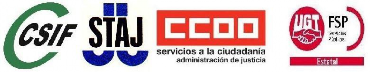 Logos CSIF, STAJ, CCOO y UGT