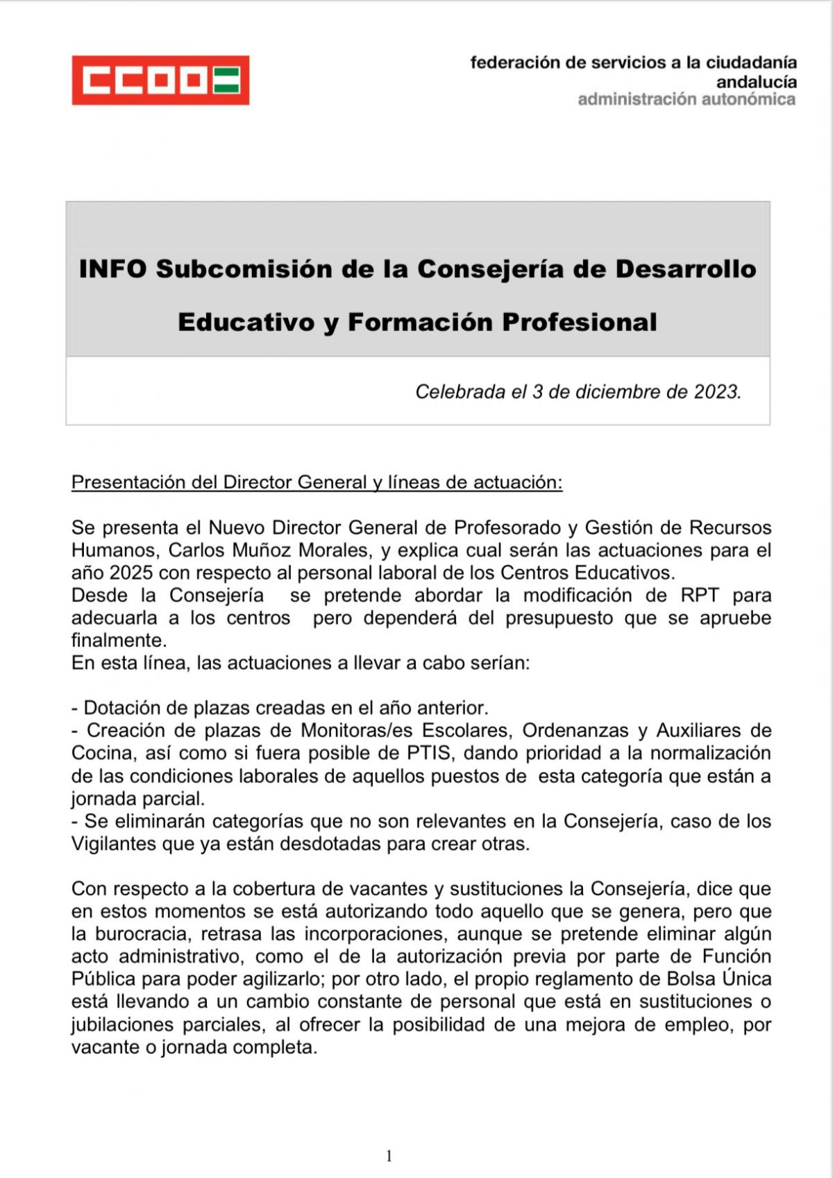 Info Subcomisin Consejera Desarrollo Educativo y Formacin Profesional