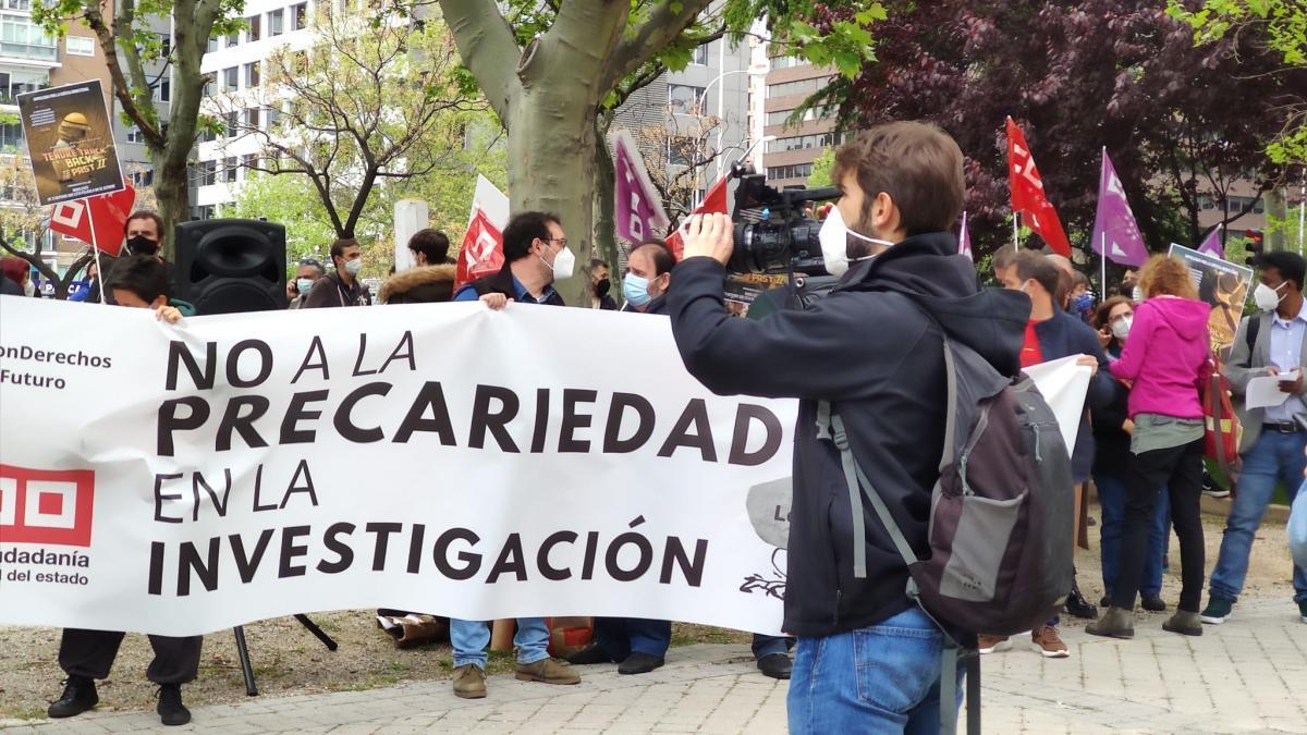 Concentración en Madrid frente al Ministerio de Ciencia e Innovación el pasado 15 de abril