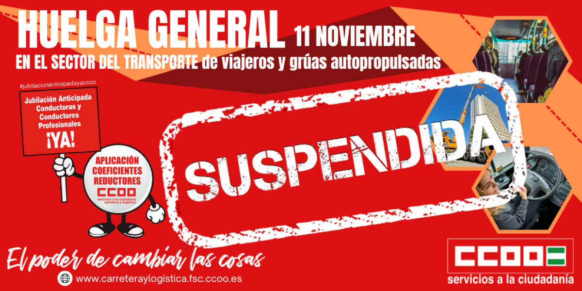 Suspendida la huelga de carretera de viajeros y gras autopropulsadas del prximo 11 de octubre