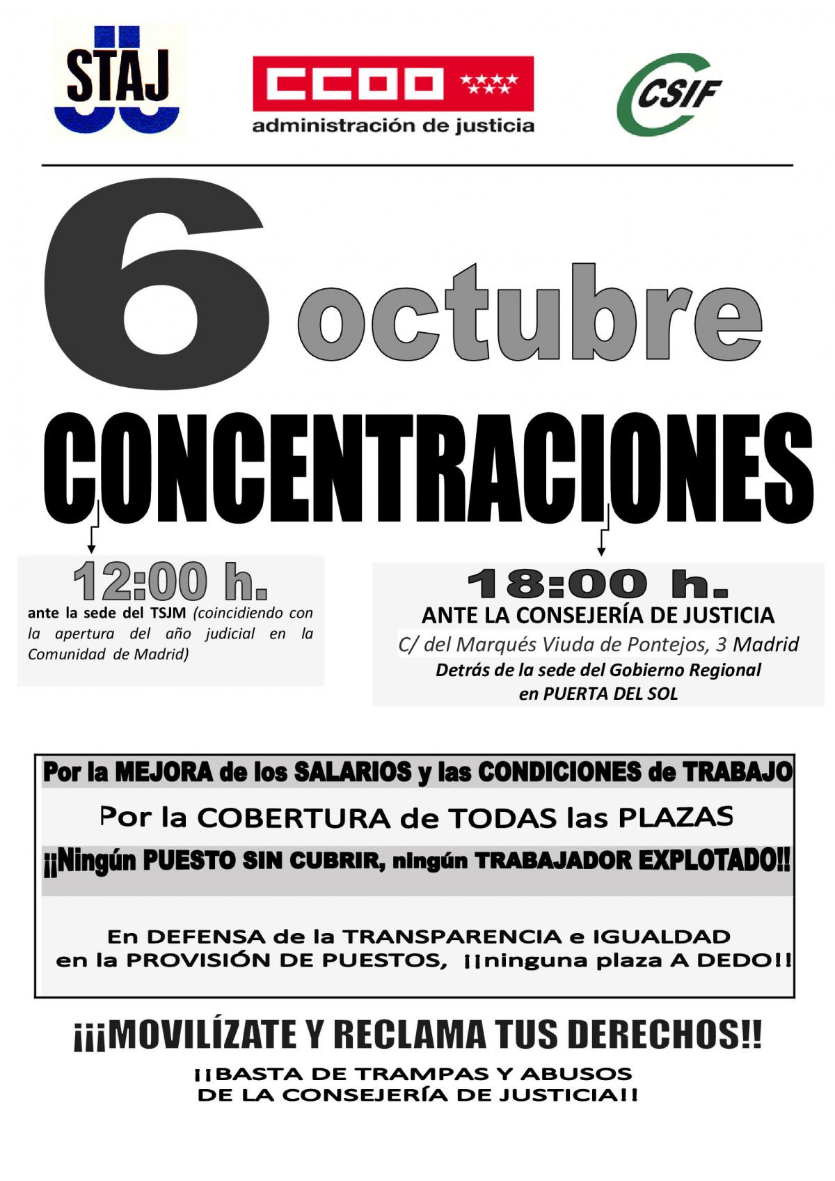 Cartel concentraciones Madrid 6 octubre 2022