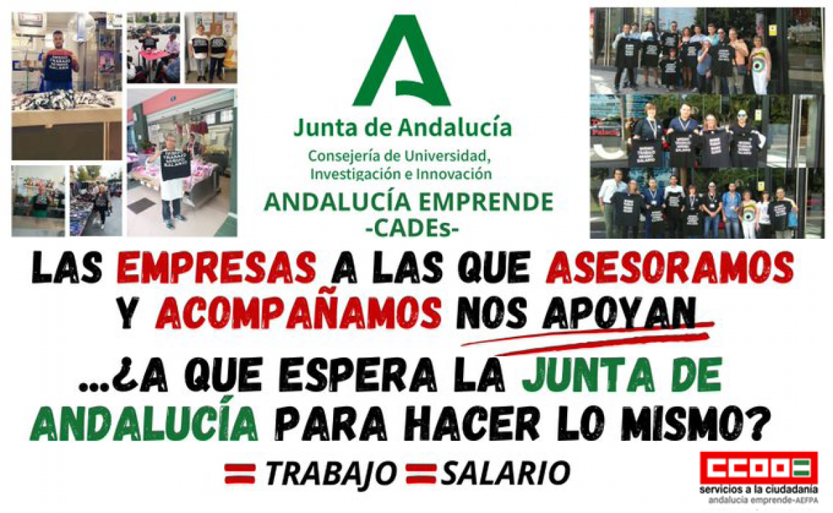 3.600 personas, empresas y emprendedores apoyan la homologacin salarial y un convenio justo para el personal de Andaluca Emprende