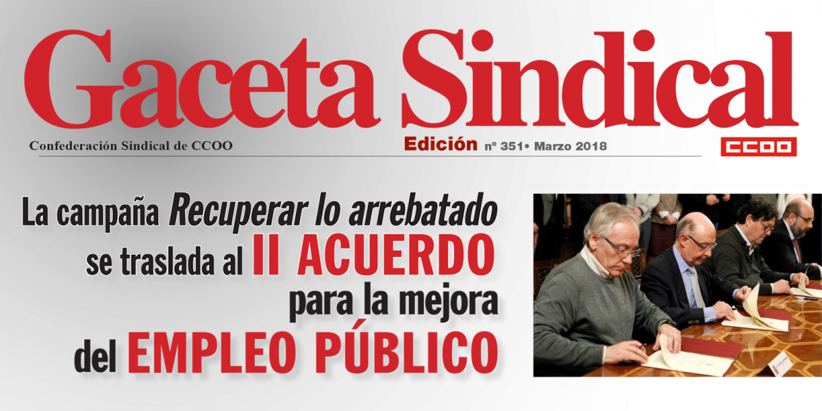 Gaceta Sindical nmero 351, marzo 2018