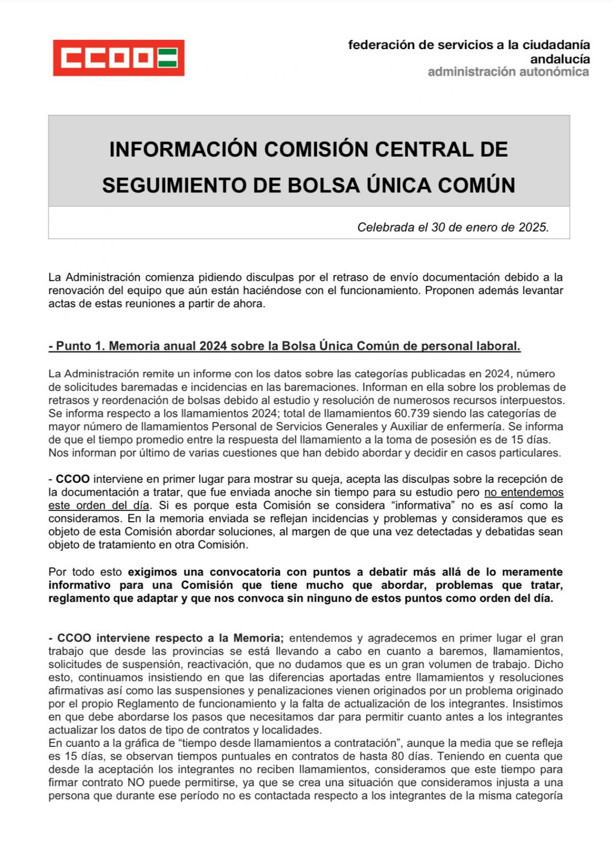 Info Comisin Central Seguimiento BUC 30/01/25