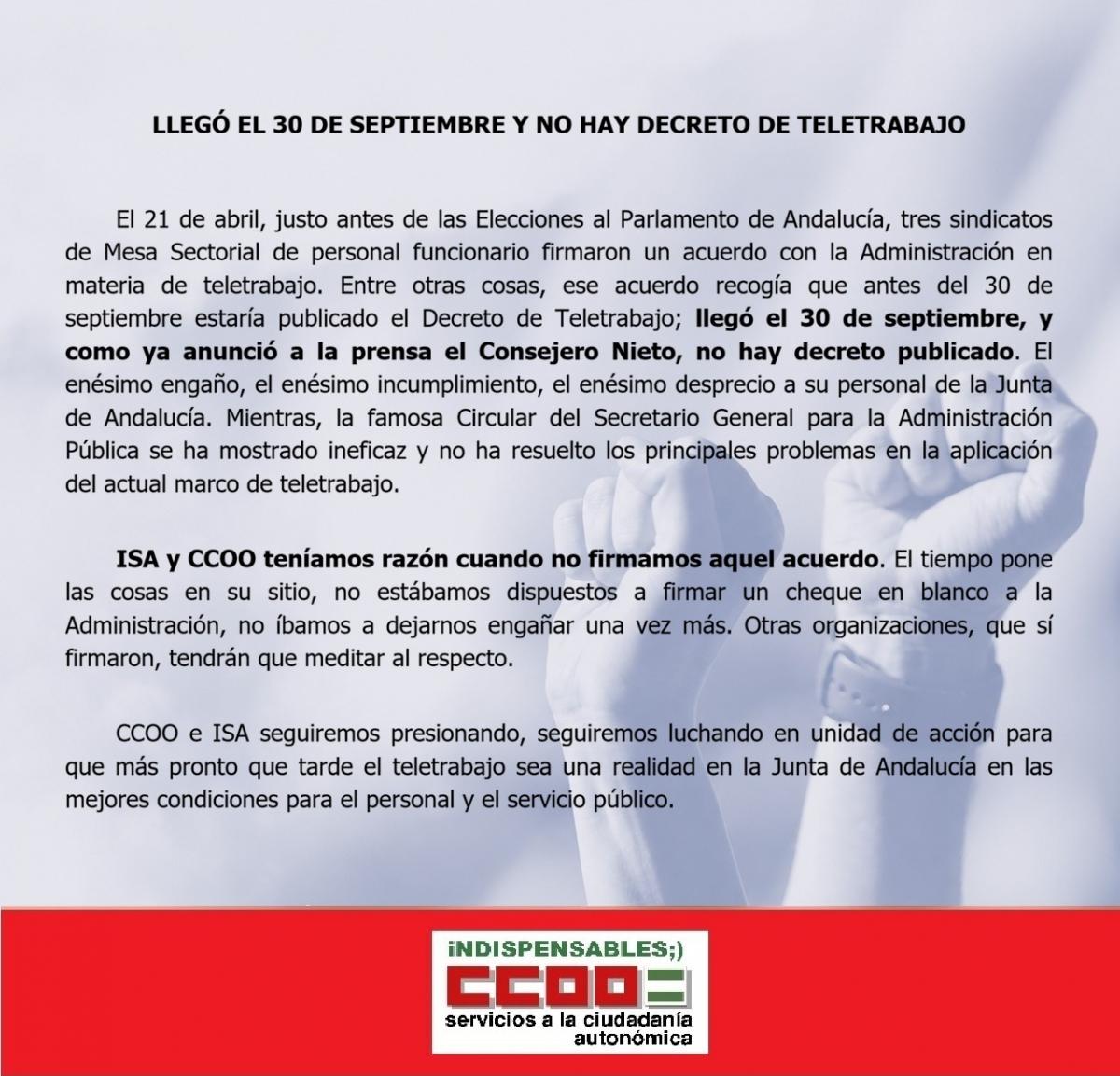 Aún sin teletrabajo