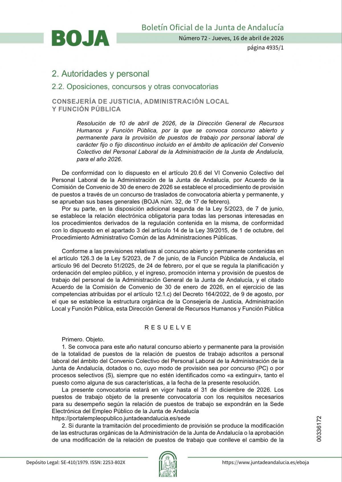 Boja convocatoria CAP