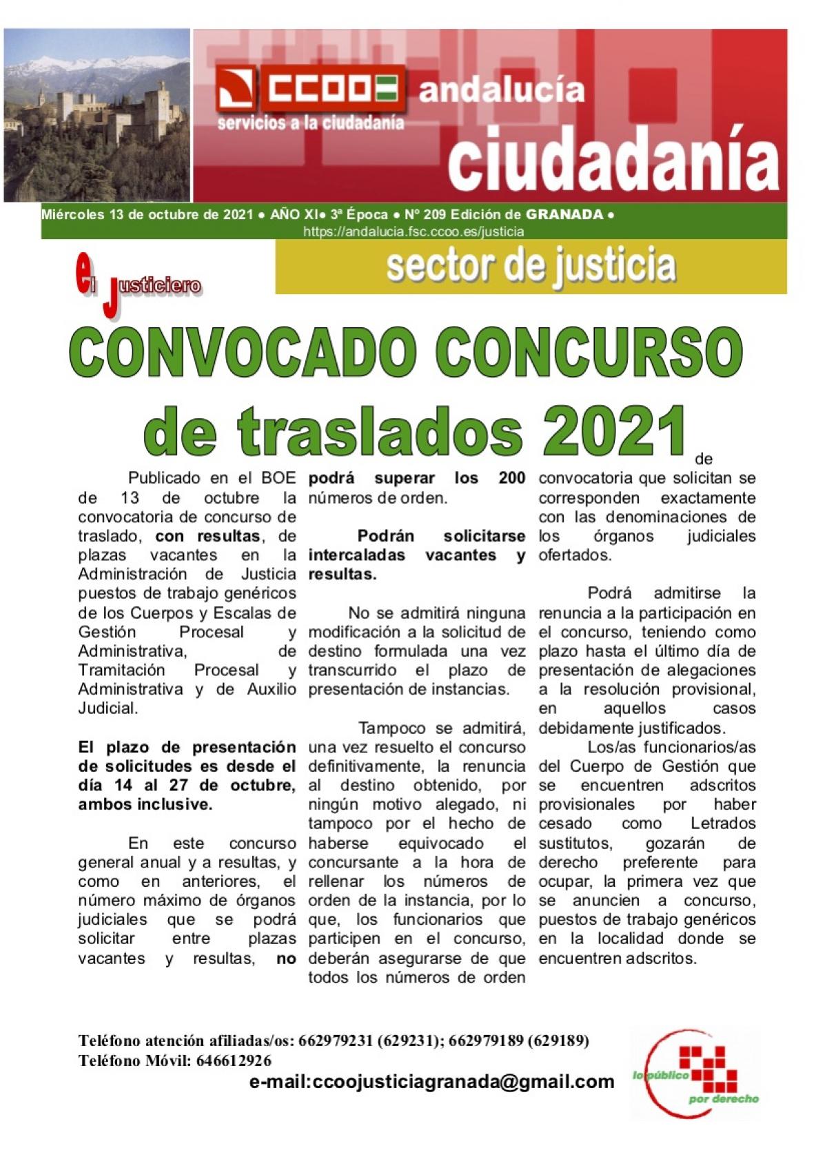 El Justiciero concursos de traslados 2021 Granada