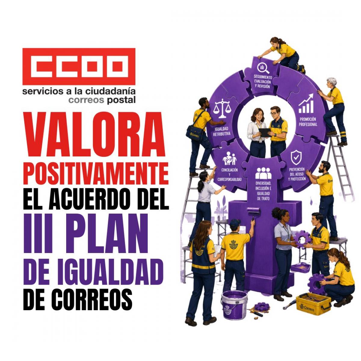 CCOO valora positivamente el Acuerdo alcanzado para el III Plan de Igualdad de Correos