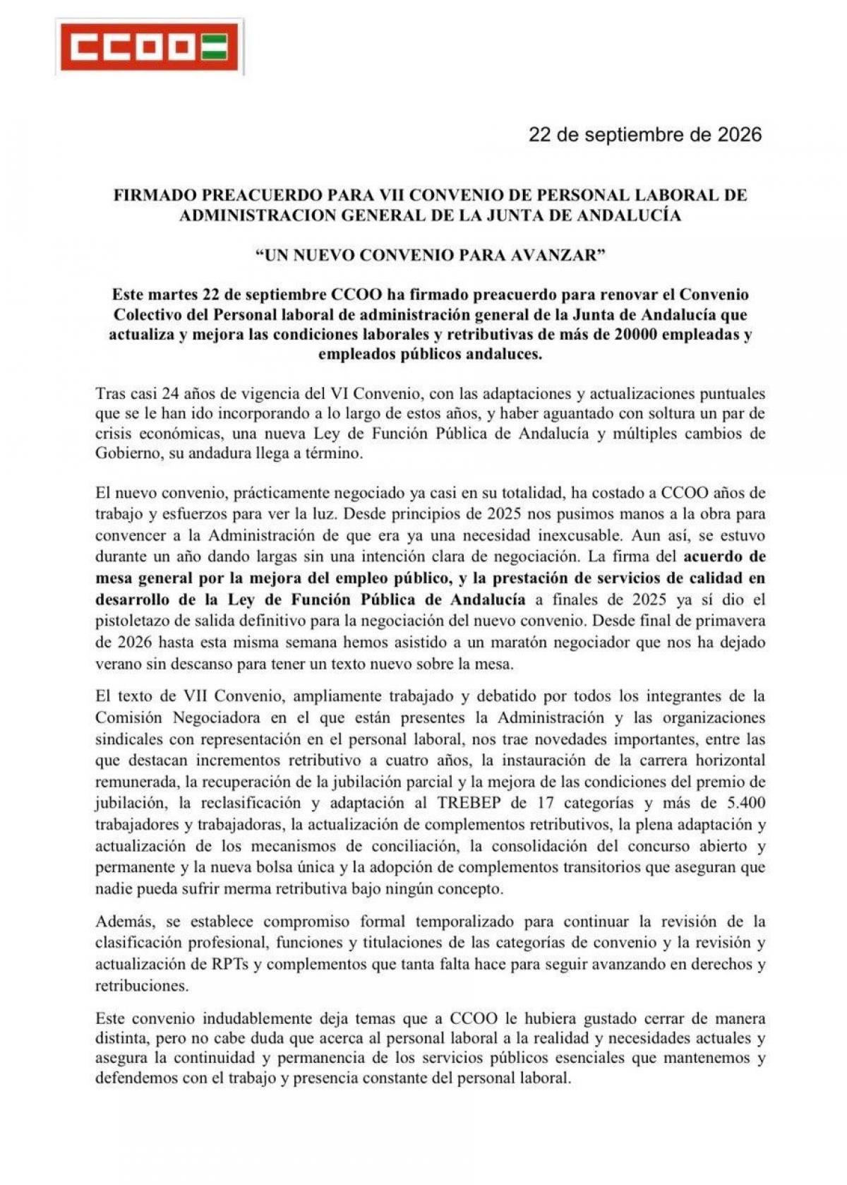 Un nuevo convenio para avanzar