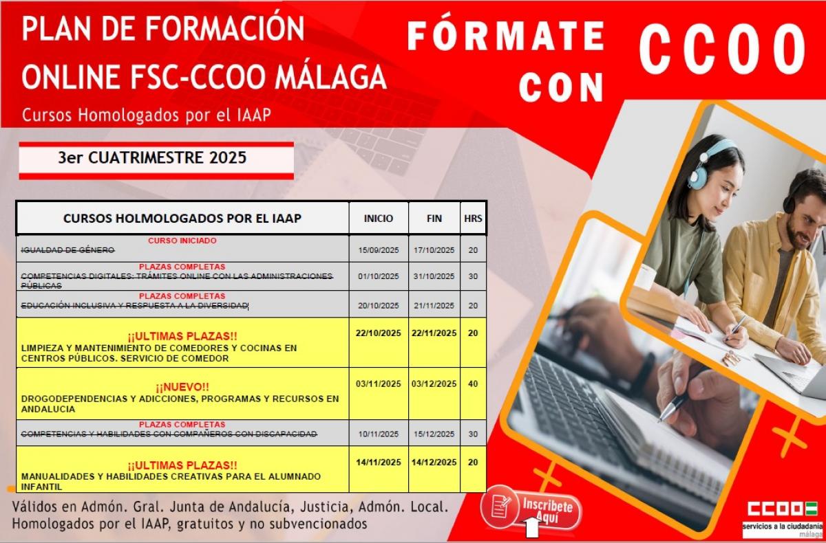Últimas plazas curso 3er cuatrimestre 2025